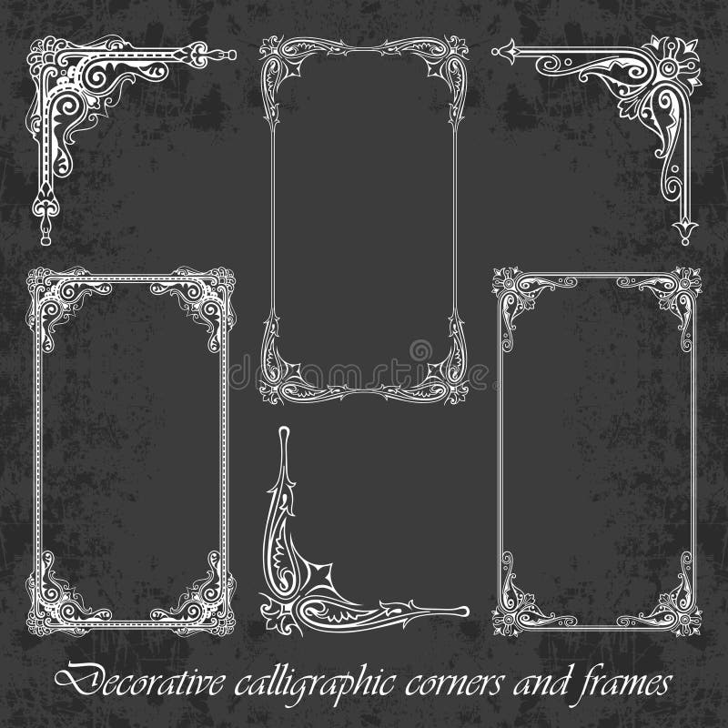 Decorative Corners and Frames on a Chalkboard Background Vintage