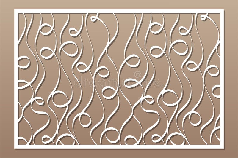 Decorative card for cutting. Abstract linear pattern. Laser cut panel. Ratio 2:3. Vector illustration