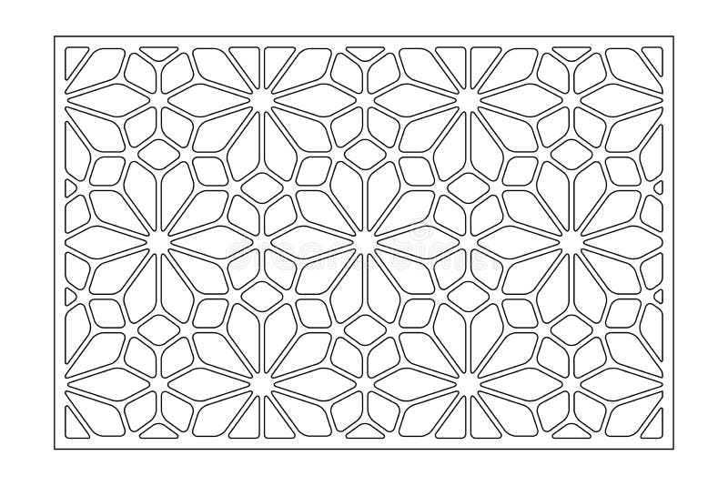 Decorative card for cutting. Arabic linear mosaic pattern. Laser cut. Ratio 3:2. Vector illustration