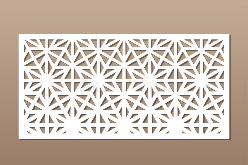 Decorative card for cutting. Recurring linear geometric mosaic pattern. Laser cut. Ratio 1:2. Vector illustration