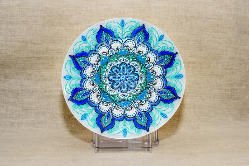 Decorative Ceramic Dish Painted with Hands. Art, Handmade. Stock Image