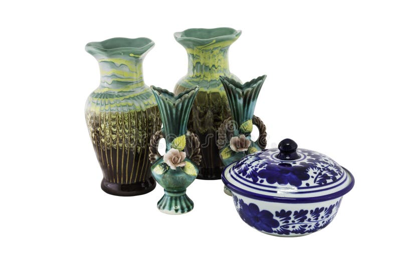Decorative Ceramic Vase and Bowl Isolated Stock Image Image of closeup, isolated 43696721