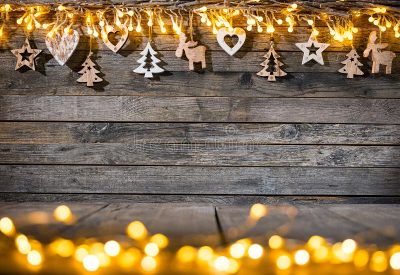 Christmas Rustic Background with Wooden Planks Stock Image - Image of ...