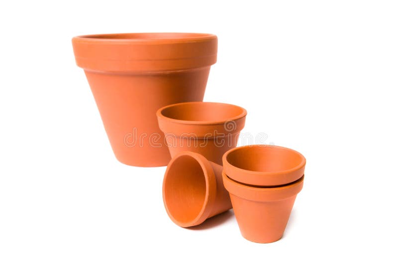 Decorative Clay Flower Pots Isolated on the White Stock Image Image