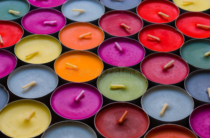 Decorative Colored Tea Candles, Various Colors Stock Photo Image of