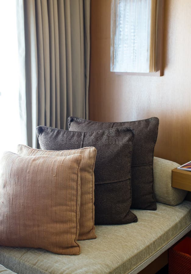 Decorative Comfortable Pillow Natural Fabric Stock Image Image of