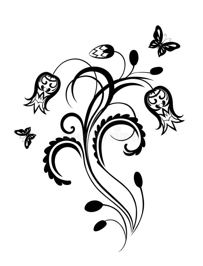 Decorative Composition of Curls Flowers and Ornamented Abstract Stock ...