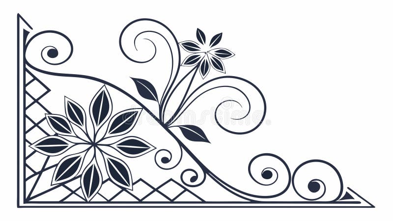 Decorative corner design element with floral geometric motifs vector Generative AI royalty free illustration