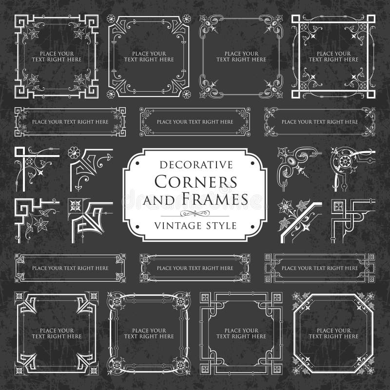 Decorative Corners and Frames on a Chalkboard Background Vintage