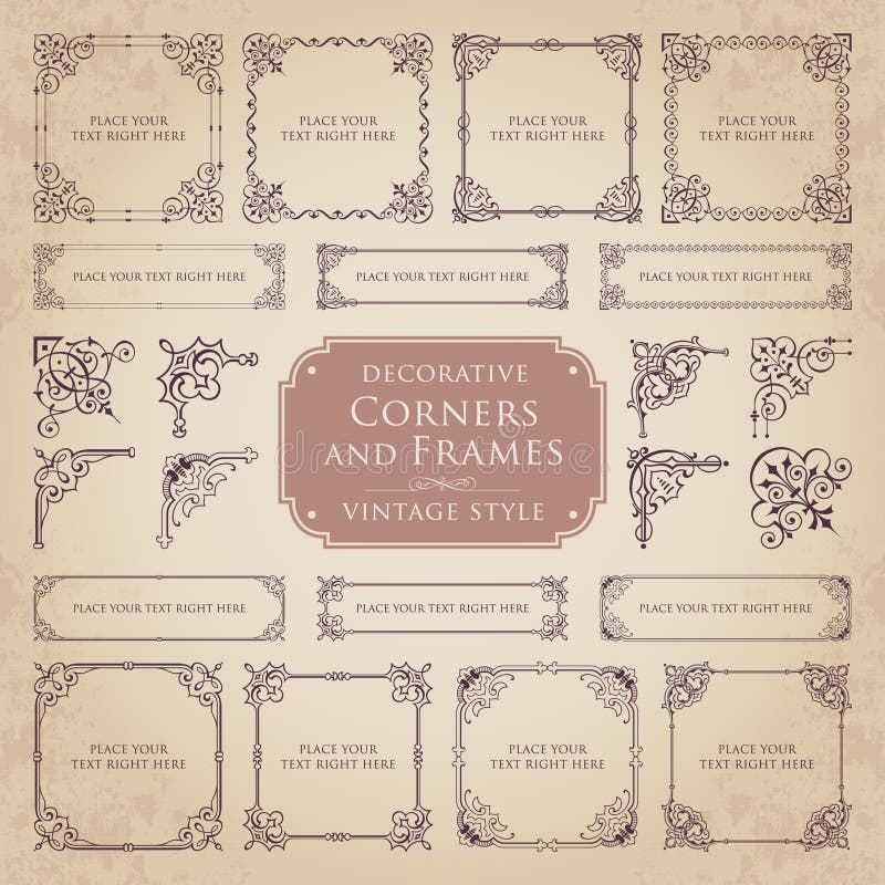 Decorative Corners and Frames on a Chalkboard Background Vintage