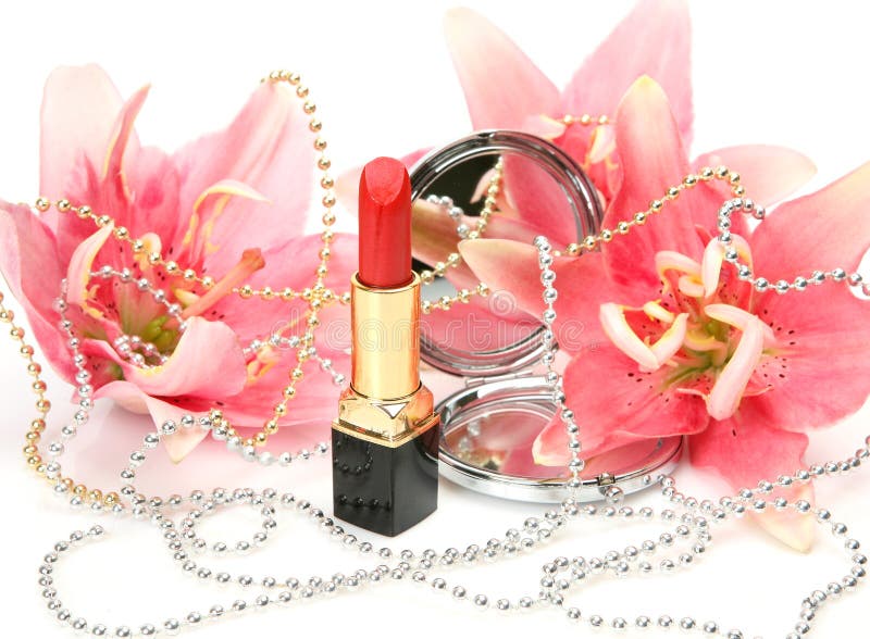 Decorative cosmetics and lilies