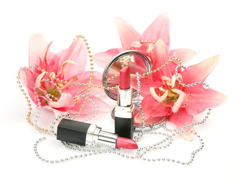 Decorative cosmetics and lilies