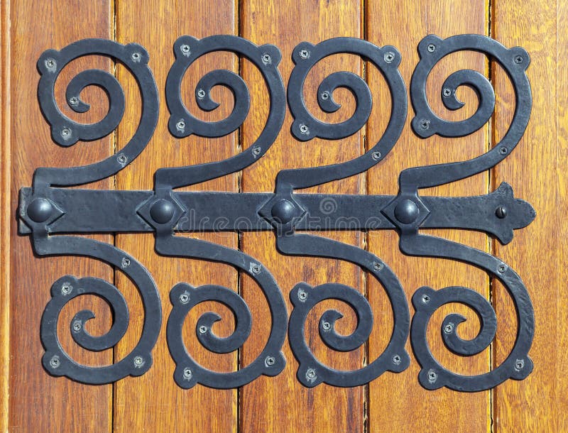 Decorative door hinge stock image. Image of gothic, architecture
