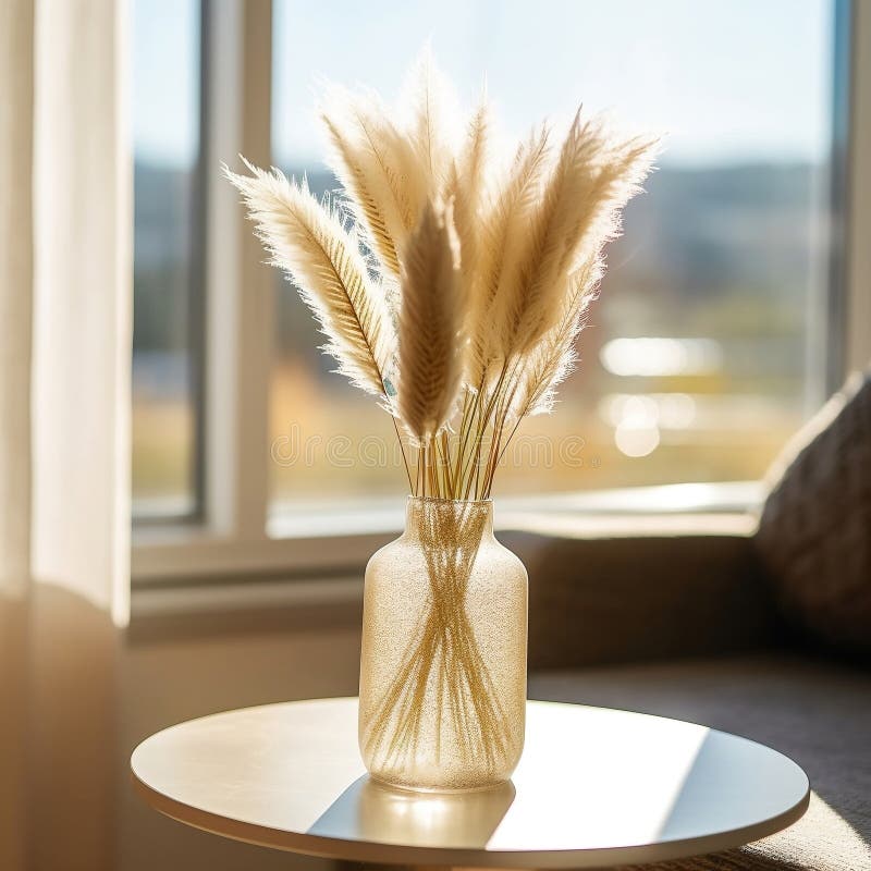 Decorative Dry Pampas Grass in a Modern Vase. AI Stock Illustration ...