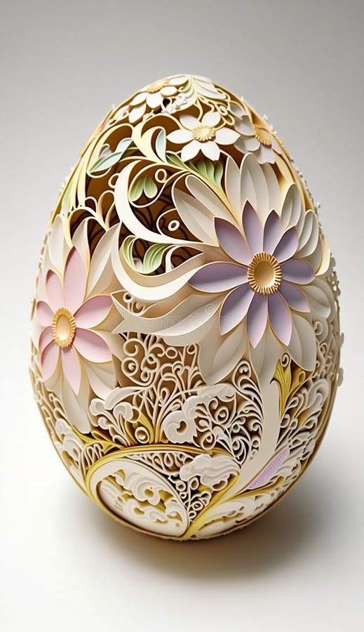 Decorative Easter Egg Paper Quilling Filigree Design. Ai Generative