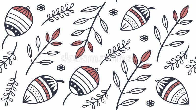 Decorative easter eggs leaves branch pattern vector graphic, vector design Generative AI stock illustration