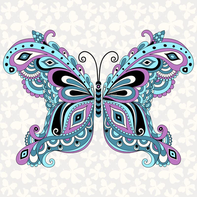 Decorative fantasy vintage butterfly royalty free illustration