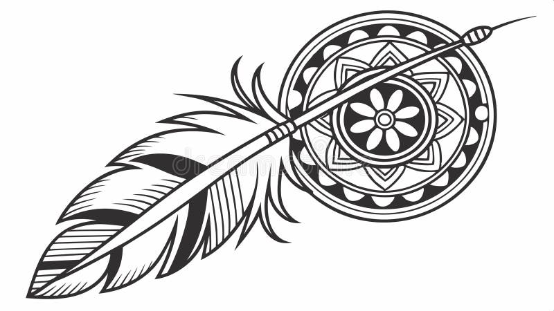 Decorative feather with intricate geometric patterns vector design Generative AI vector illustration