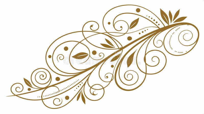 Decorative feather or leaf branch nature element elegant design flourish vector design Generative AI vector illustration