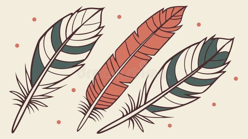 Decorative feathers collection illustration, vector design Generative AI vector illustration