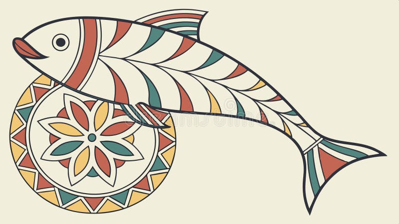 Decorative fish illustration, ornamental design for artistic and cultural projects vector design Generative AI royalty free illustration