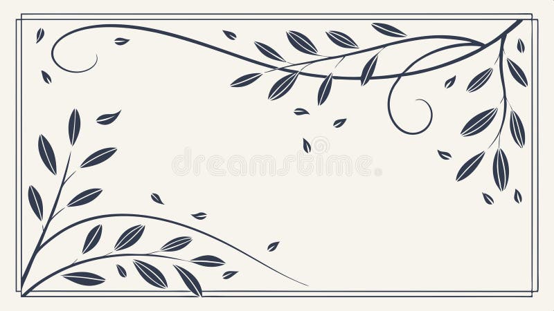 Decorative floral border or frame element with leafy branches vector design Generative AI royalty free illustration