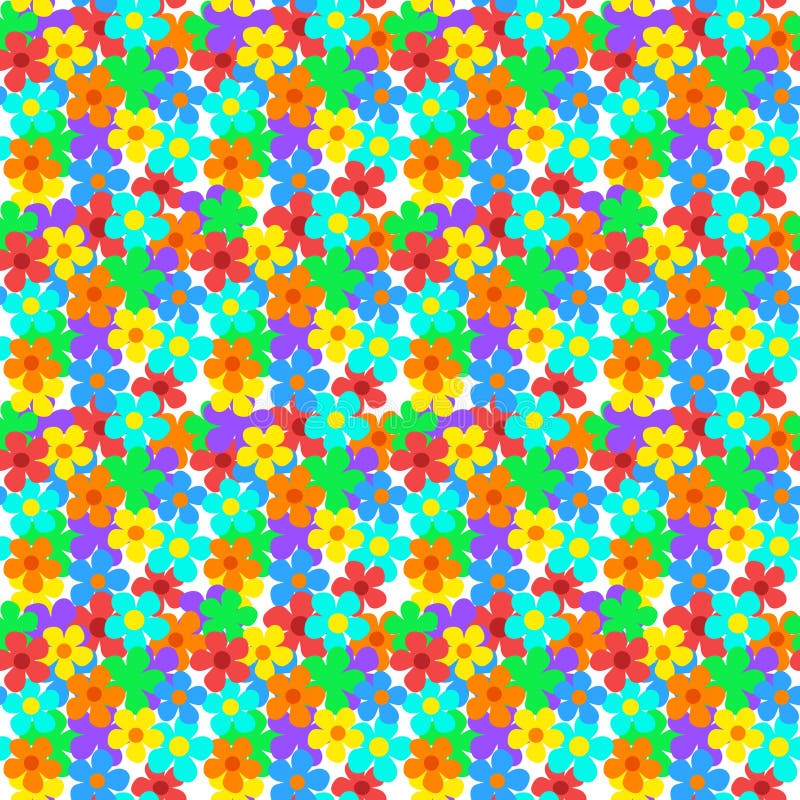 Decorative floral pattern of rainbow colors, vector seamless pattern, summer background vector illustration
