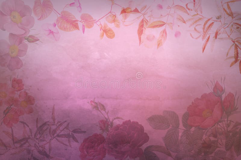 Decorative Floral Pink Parchment Paper for a Background with Copy Space