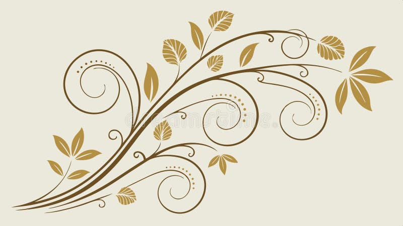 Decorative floral scroll element with flowing lines and leaves design vector design Generative AI vector illustration