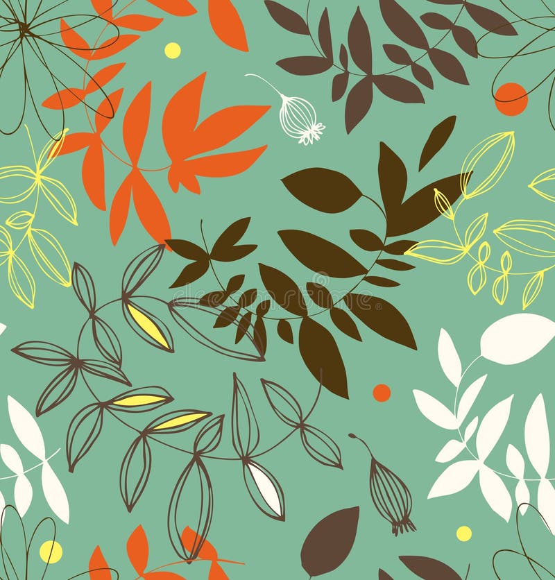 Decorative floral seamless pattern. Vector summer background with leaves and branches. royalty free illustration