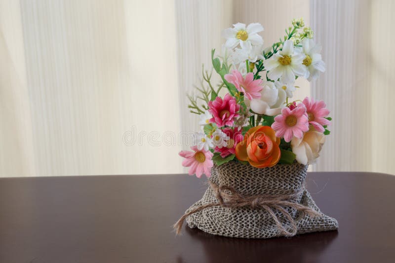 Decorative Flower on Wooden Desk Stock Image Image of sill, open