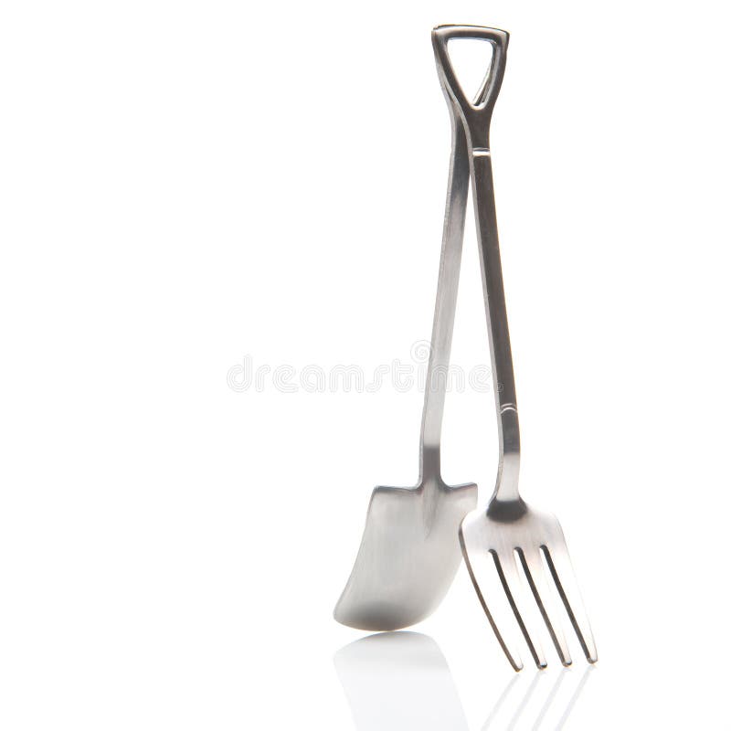 Decorative Fork and Spoons in the Form of Spades on a White Background