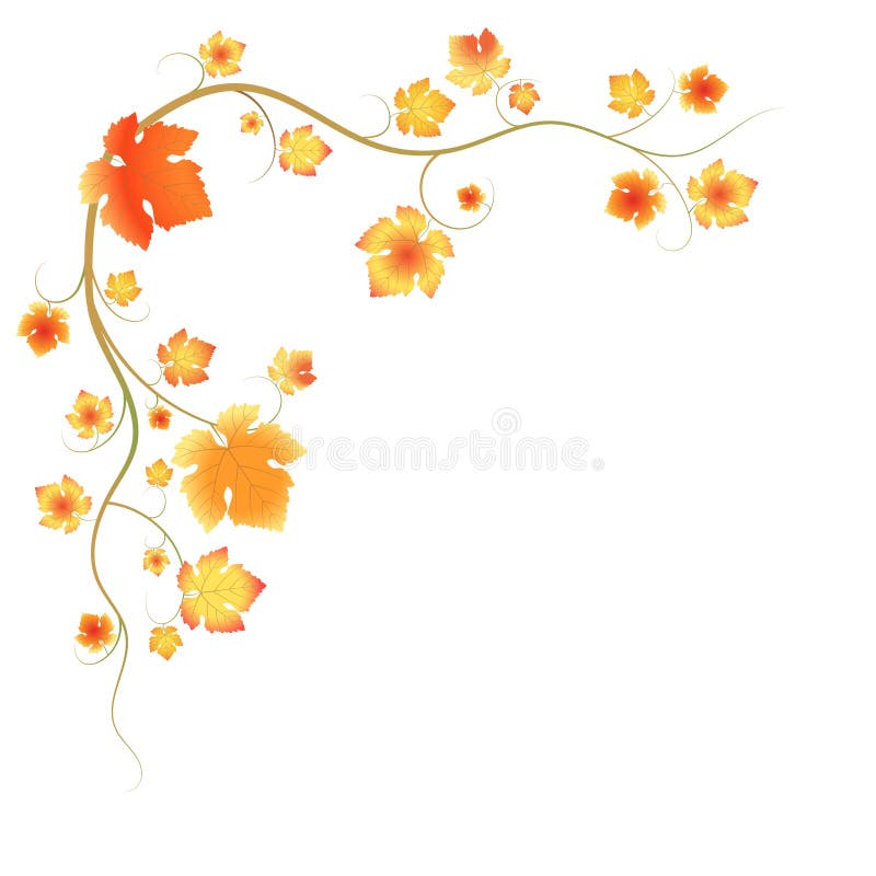 Decorative Frame of an Autumn Branch with Grape Leaves. Stock Vector ...