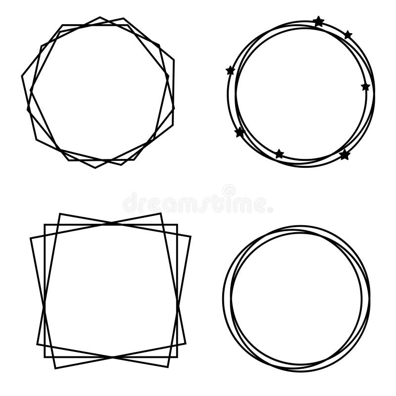 Decorative Frame Borders Geometric Simple Shapes. Stock Vector