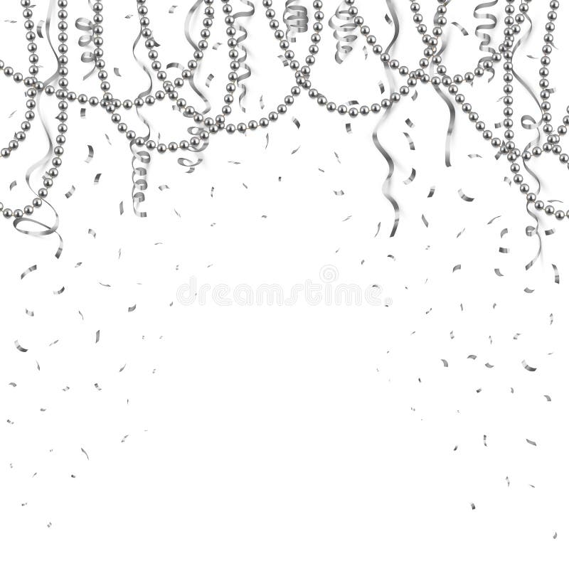 Decorative frame with shiny realistic silver beads, jewelry, vector illustration background