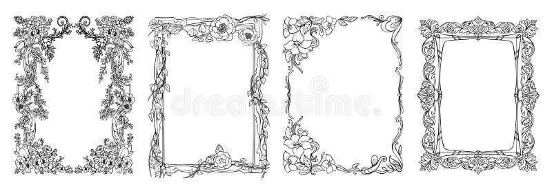 Decorative frames. Retro ornamental frame, vintage rectangle ornaments and ornate border