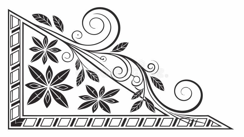 Decorative geometric floral corner element design vector art Generative AI royalty free illustration