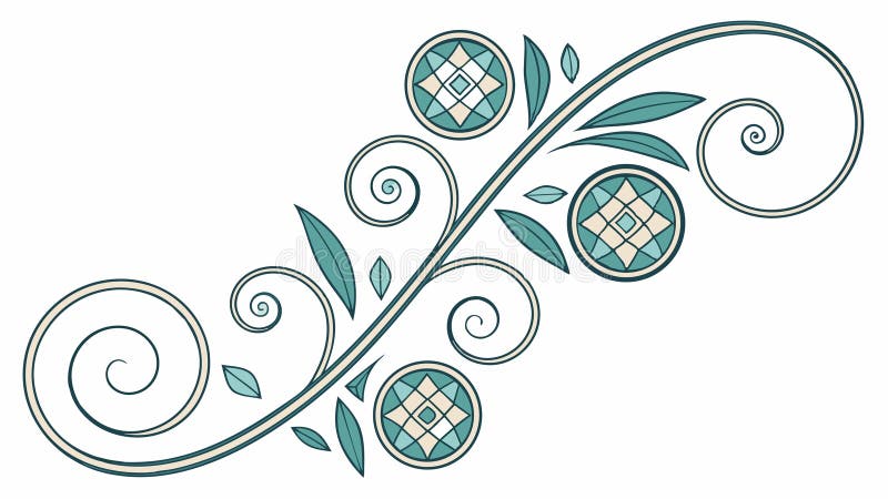 Decorative geometric floral design element illustration vector, vector design Generative AI stock illustration