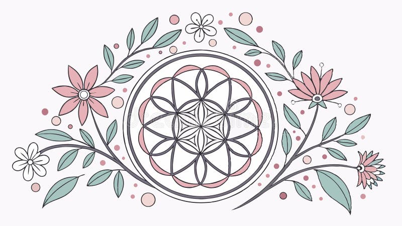 Decorative geometric floral motif design element vector art Generative AI stock illustration