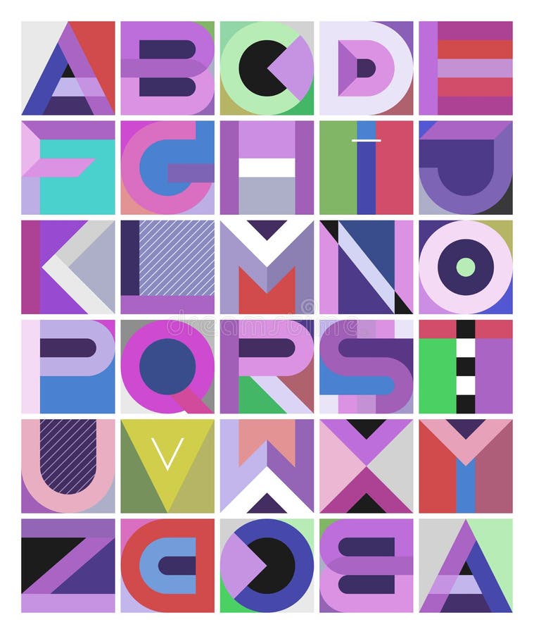 Decorative Geometric Font vector illustration