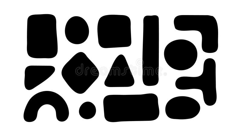 Decorative geometric hand drawn rectangle frames for note, text box set. Abstract blank black shape. Graphic elements in stock illustration