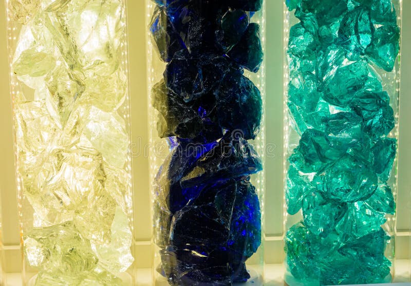 Decorative Glass Stones in a Flask with Backlight Stock Image Image