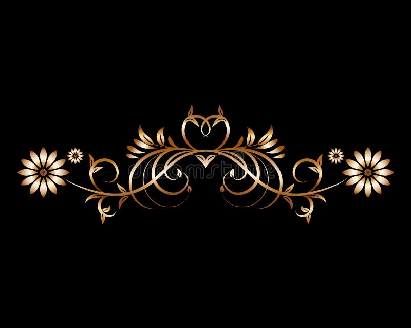 Decorative Gold Border on Black Background. Stock Illustration -  Illustration of gold, retro: 176524779