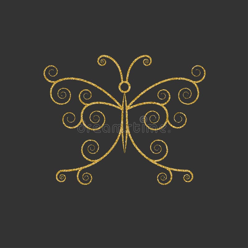 Decorative gold butterfly. Elegant linear silhouette. Item for logo. royalty free illustration Decorative gold butterfly. Elegant linear silhouette. Item for logo. royalty free illustration