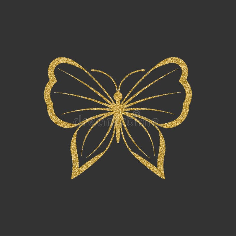 Decorative Gold Butterfly. Elegant Linear Silhouette. Item ...