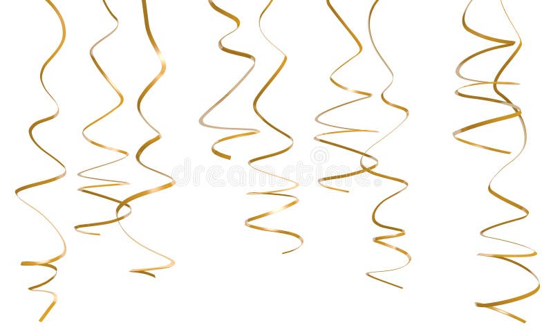 Set of yellow curling streamers on white background 11882733