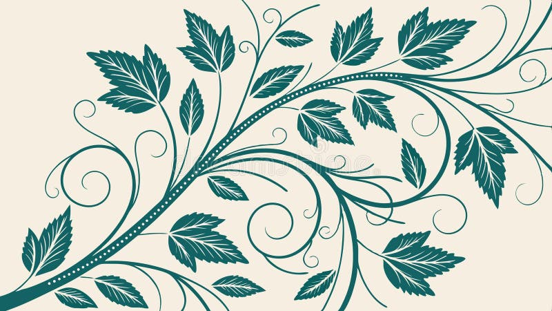 Decorative green leafy branch ornament vector design Generative AI stock illustration