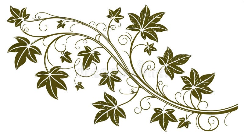 Decorative green leafy vine branch ornament vector design Generative AI stock illustration
