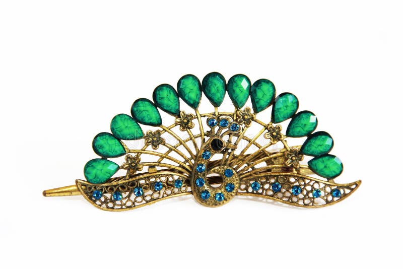 Decorative hair clip with a design of multicolored stones royalty free stock photos