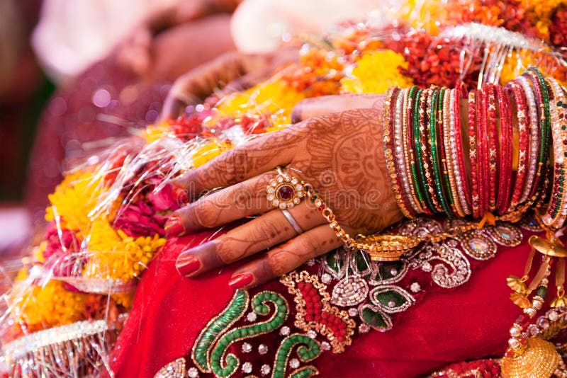 Decorative hand of bride royalty free stock photo